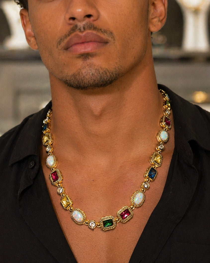 Collier plaqué et cristaux