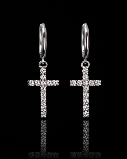 Boucles d'oreilles croix  Moissanites VVS1