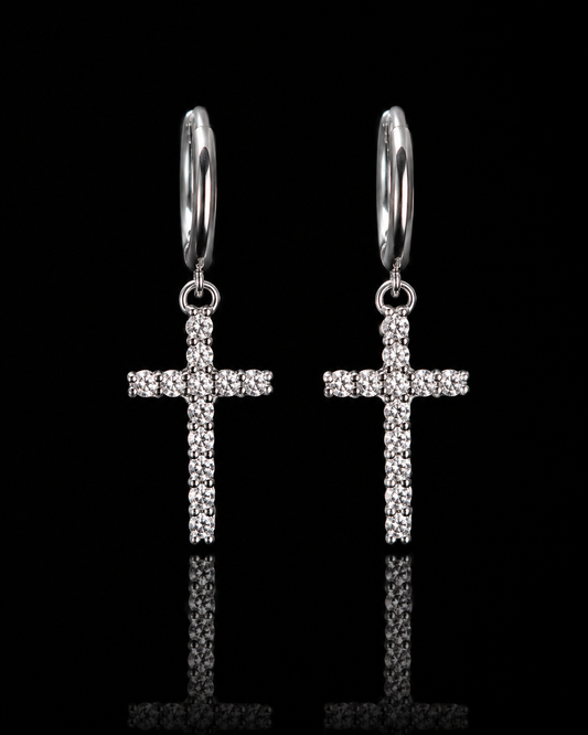 Boucles d'oreilles croix  Moissanites VVS1