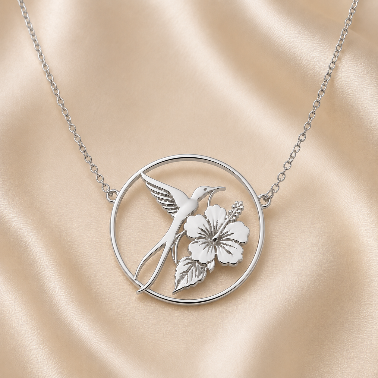 Collier Paille en Queue et Hibiscus