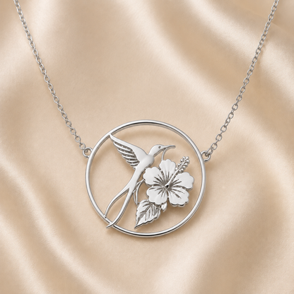 Collier Paille en Queue et Hibiscus