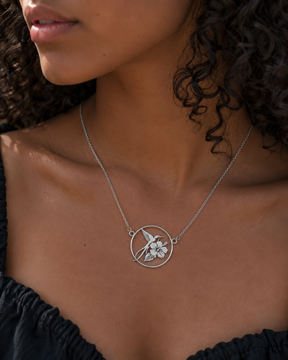 Collier Paille en Queue et Hibiscus