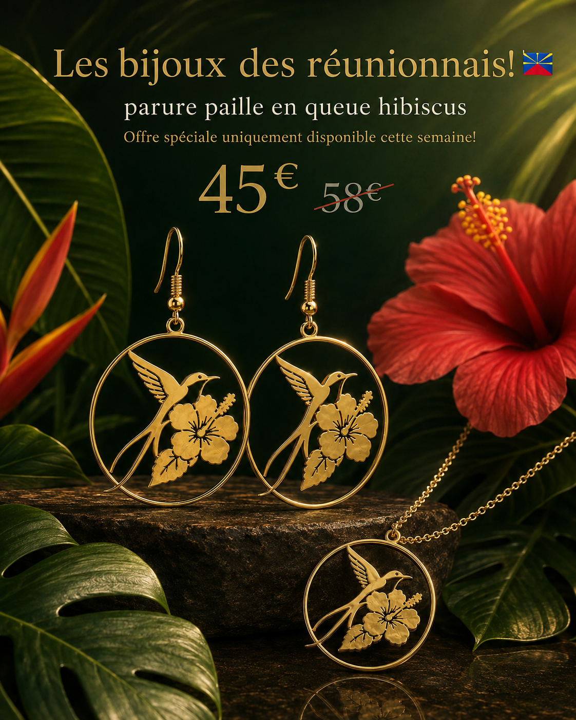 Parure Paille en queue Hibiscus